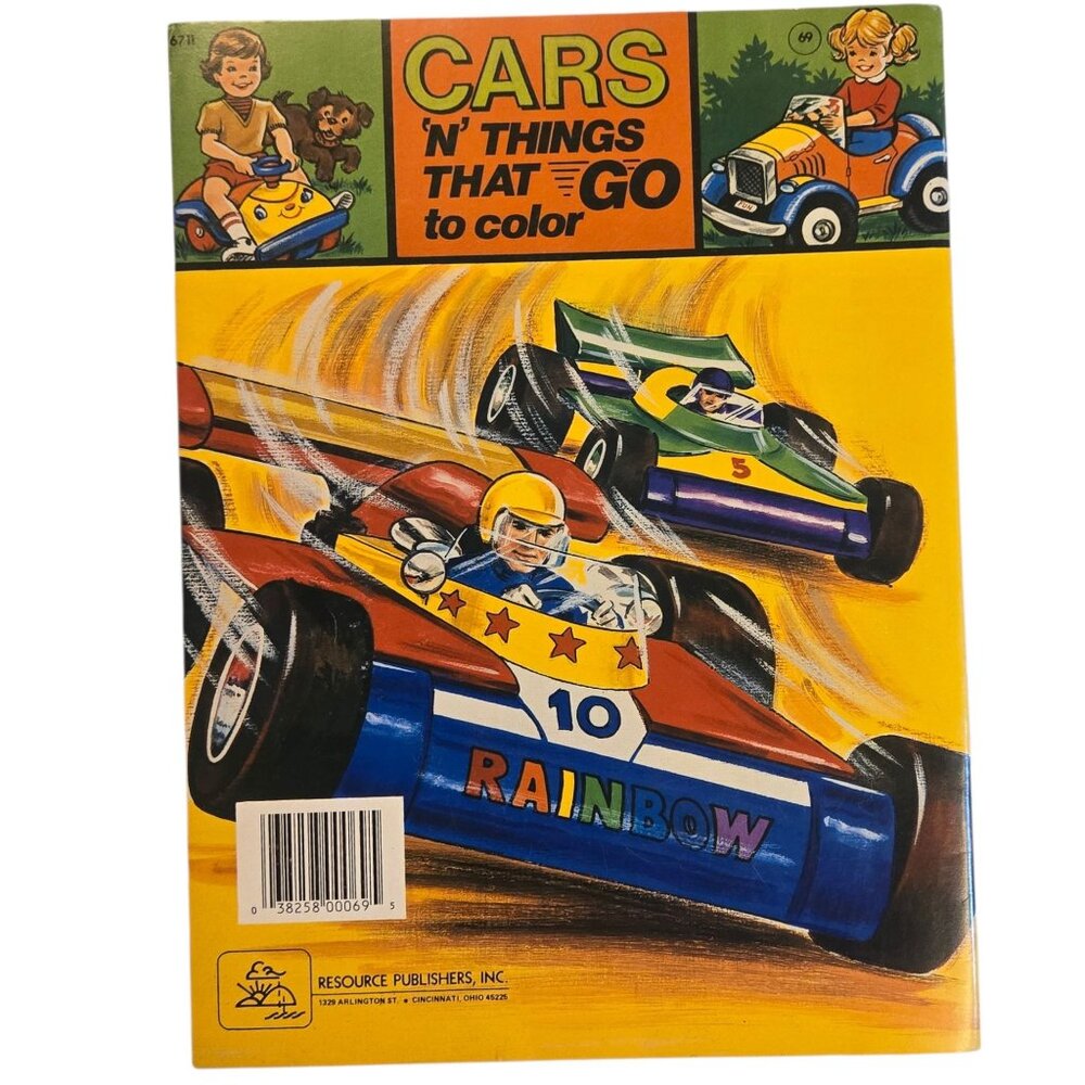 Cars N Things That Go Coloring Book 1986 made in USA Vintage